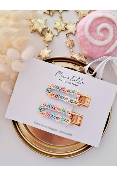 Miccolatte Bead Embroidered Handmade 2-Piece Clip Buckle (6 cm)