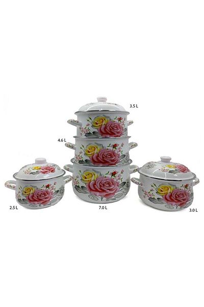 unbranded Set Of 5 Metal Pots With Lids - Multicolor