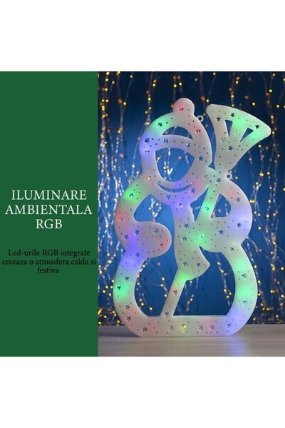 NEXTLY Set of 4 Christmas Decorations with RGB LED Lights, Hanging Hole, Applicable to