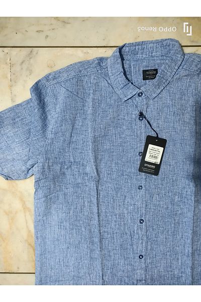 DYNAMO κοντομάνικο reguler plus size αθλητικό λινό πουκάμισο