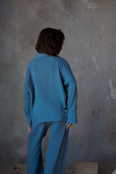 BOHEMAİ Bali gyöngyös indigó muszlin készlet