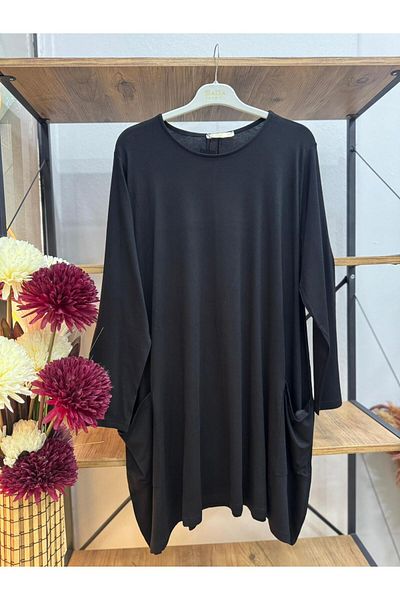 ÖZNE BUTİK Women's 100% Cotton Lycra Pocket Detailed A-Line Combed Cotton Tunic