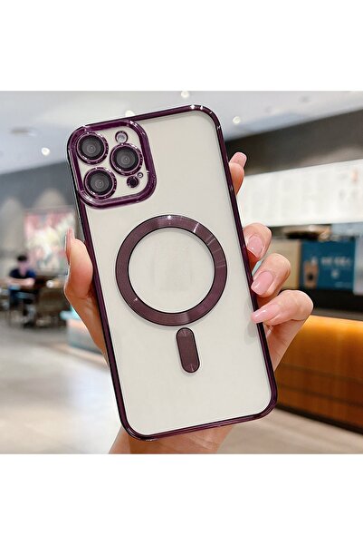 PSGT Apple Iphone 14 Pro Max Kılıf Magsafe Kamera Lensli Korumalı Şeffaf Sili...