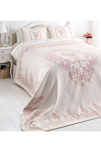 NEEA HOME Matilda Double Bed Cover Set Natural Cream Daily Multi-Purpose Pique Cover Set 260X260Cm