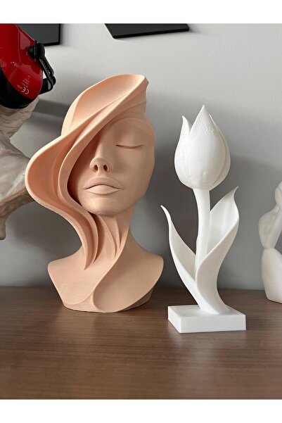 Root Made Beyaz Lale Dekoratif Biblo Yapay Lale Çiçek Dekoratif Obje 18cm
