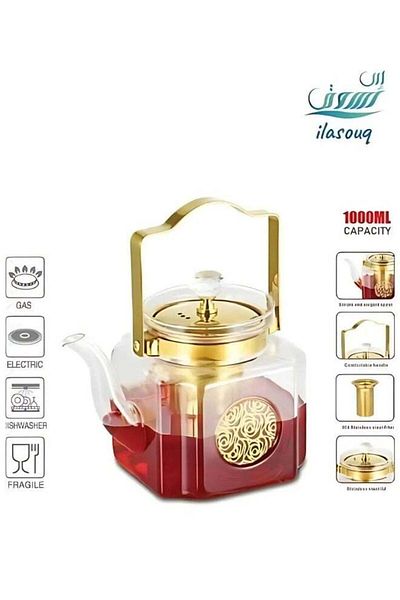 DLC Heat Resistant Clear Glass Teapot with Infuser and Bamboo Lid - Perfect for Brewing Your Favorite