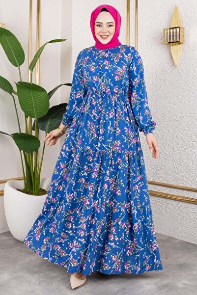 Mec Fashion Φόρεμα Asel Floral από βισκόζη INDIGO