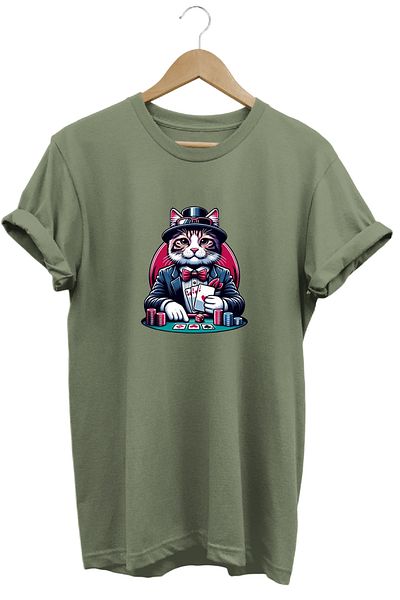 remonz Μπλουζάκι Gamer Cat με στάμπα 100% βαμβακερό κανονική εφαρμογή με λαιμόκοψη
