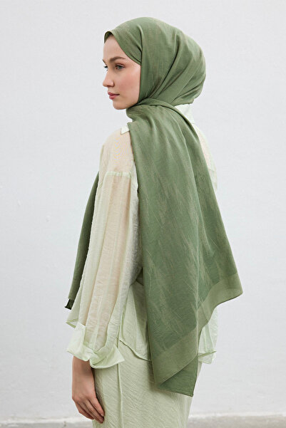 Qef Cotton Line Shawl Soft Green
