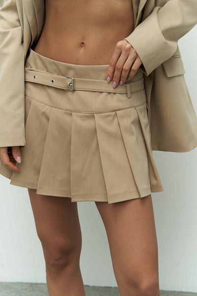 MAİ COLLECTİON Pietro Pleated Mink Mini Skirt
