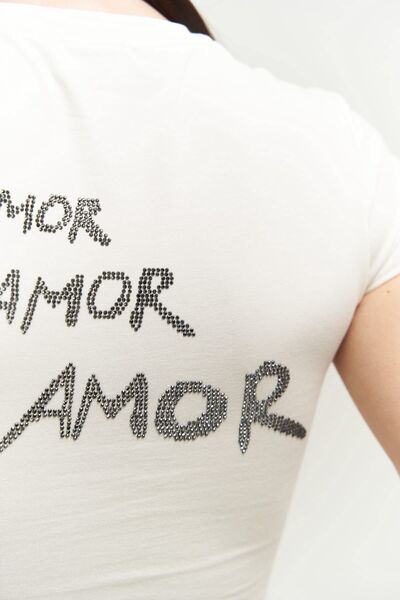 MAI STUDIOS CO. El Amor White Crop Top z česané bavlny