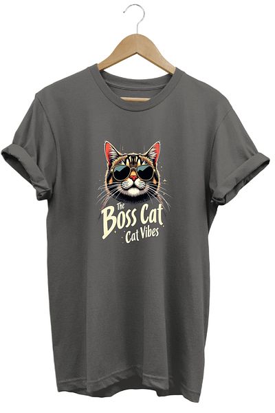 remonz Μπλουζάκι Boss Cat Boss Cat με στάμπα 100% βαμβακερό κανονική εφαρμογή με λαιμόκοψη
