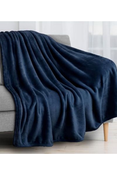 BSB HOME Double Bed Blanket 220 x 230 cm – 220 GSM Soft Plush AC Blanket for Sofa & Travel – Navy