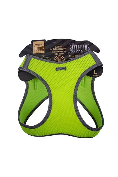 Doggie Pneumatic Woven Reflective Small Breed Chest Collar Yellow 42-48 Cm(ARG-L)