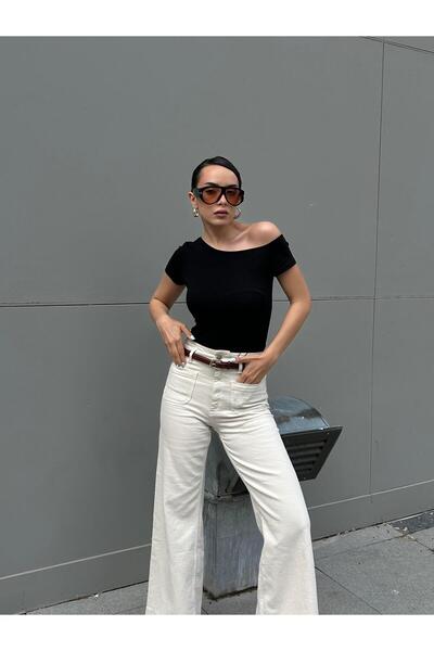 minaaise Women's Black Boat Neck Cotton Fabric Short Sleeve Body 29129