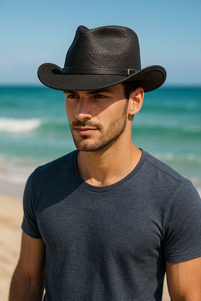 LAGRANZE Men's Western Style Straw Cowboy Hat