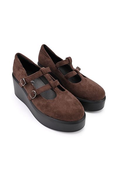 Tmall Women's casual shoes, Made of eco-leather suede, With platform, P1282, Brown