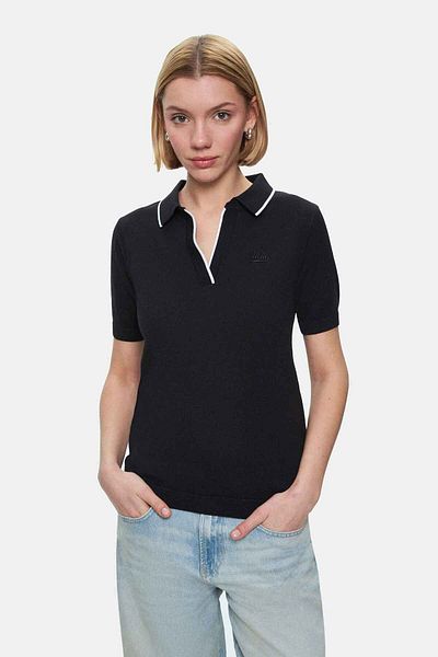 UCLA Tricou pentru femei SASHA, negru, cu guler polo, brodat, cu potrivire standard