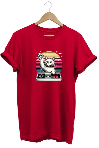 remonz Catari Cat Printed 100% Cotton Regular Fit Crew Neck T-Shirt