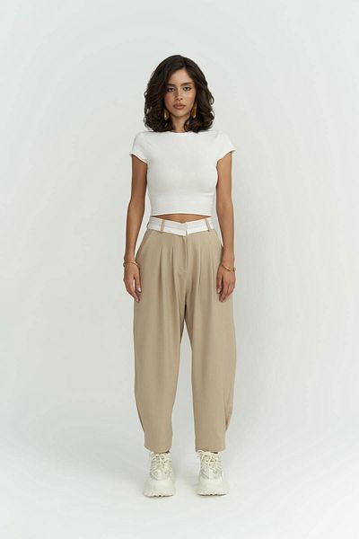 MAİ COLLECTİON Béžové kalhoty Patrice Reverse Belt