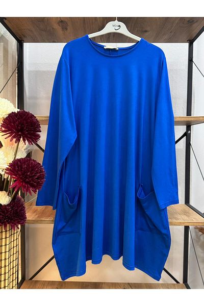 ÖZNE BUTİK Women's 100% Cotton Lycra Pocket Detailed A-Line Combed Cotton Tunic