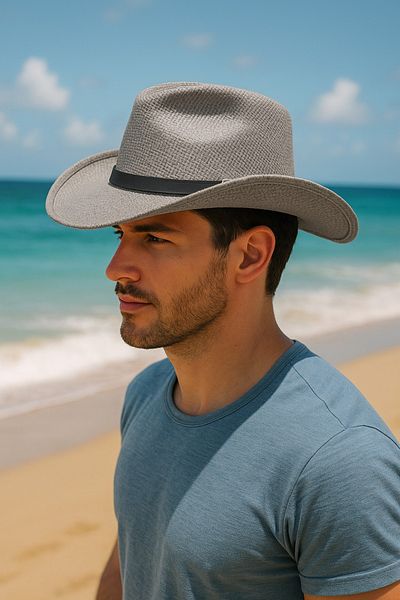 LAGRANZE Men's Western Style Straw Cowboy Hat