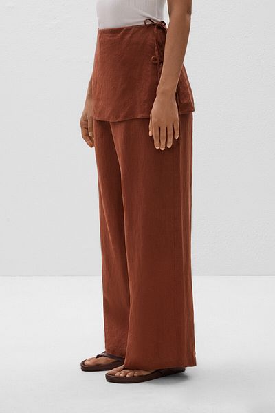 Oysho 100% linen trousers with overlapping skirt