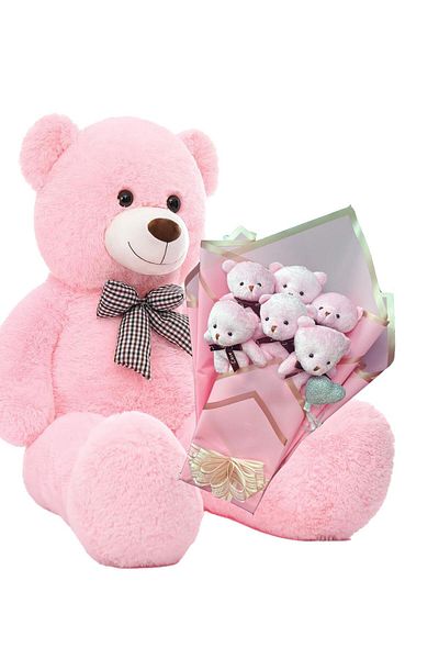 Sole Pink Concept Romantic Plush Teddy Bear Bouquet with Cute 90 cm Plush Bear