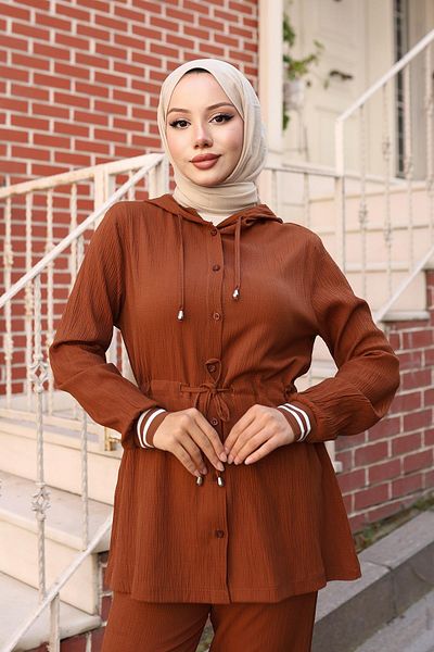 MİSSKAYLE Rib Detailed Suit Brown