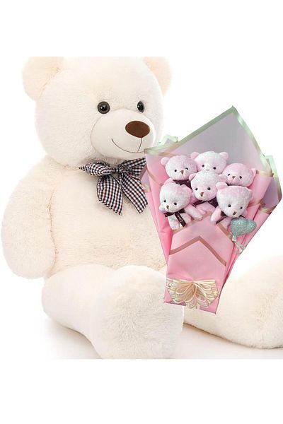 Sole Pink Concept Romantic Plush Teddy Bear Bouquet with Cute 90 cm Plush Bear