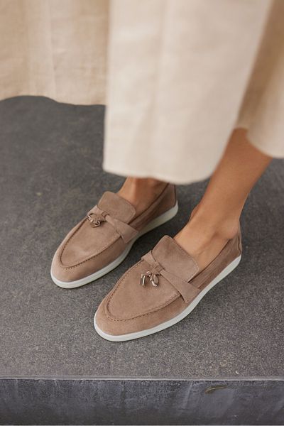 ANGELİNA JONES Women's Tutun Nude Real Leather Loafer Shoes