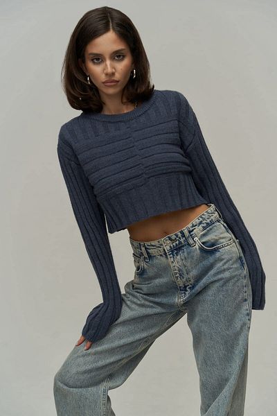 MAİ COLLECTİON Farm Indigo Crop Sweater