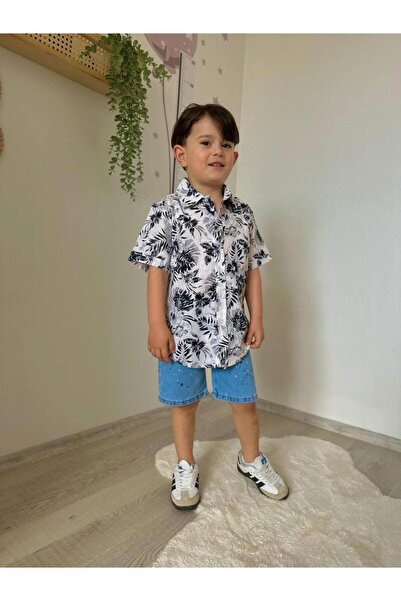 RAPAPA Boy's Holiday Shirt Denim Suit Shorts Suit J-2000S