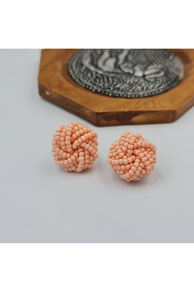 SE Jewellery Collection Selin Ersoy Multiple Pink Bead Detailed Round Form Earrings
