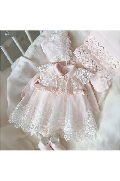 Nipperland Baby Girl 100% Organic Cotton Lora Lace Set of 5 Hospital Release Newborn 0-3Months