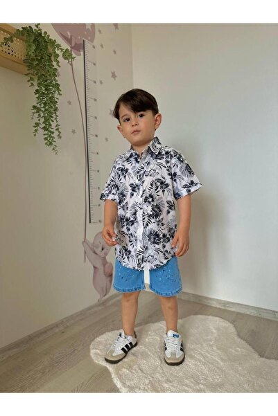 RAPAPA Boy's Holiday Shirt Denim Suit Shorts Suit J-2000S