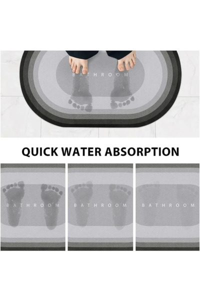 AYGÖREN HOME Gray Color Magic Water Absorbent Bath Mat Non-Slip Sole Foot Mat 40X60