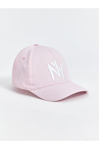 LC Waikiki Pink Ny Lettering Embroidered Women's Cap Hat Gabardine Fabric (Breathable) 100% Cotton