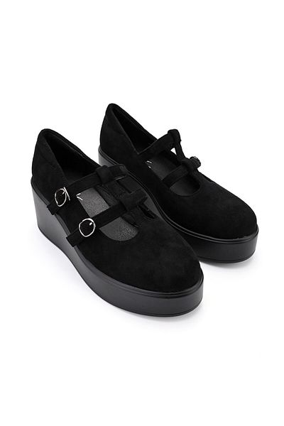 Tmall Women's casual shoes, Made of eco-leather suede, With platform, P1282, Black