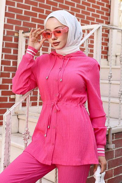 MİSSKAYLE Rib Detailed Suit Fuchsia