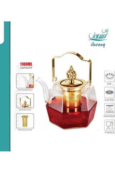 DLC Glass Teapot with Filter 1.1LDLC-36303