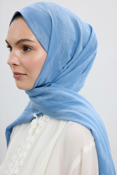 Qef Cotton Line Shawl Soft Blue