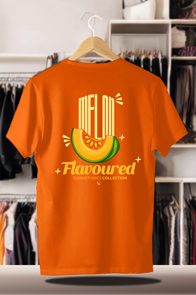 CC STORE Tricou portocaliu cu 3 fire, imprimat supradimensionat din bumbac | ...