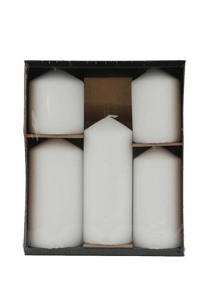 unbranded Unfragranced Candle Set Of 5 Pieces White 19x7x22cm