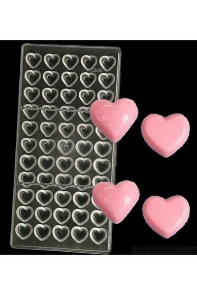 Siliko World قالب شوكولاتة قلوب صغيرة من البولي كربونات