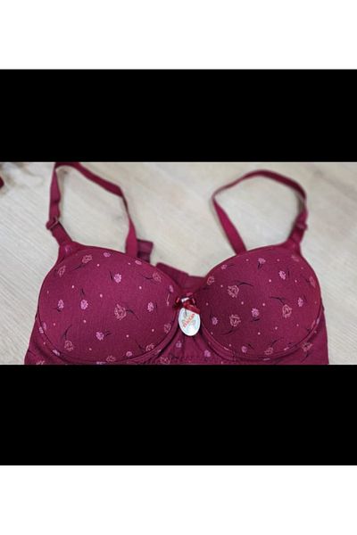Tektaş (3 Pieces) Wire Free B Cup Patterned Unpadded Colored Bra