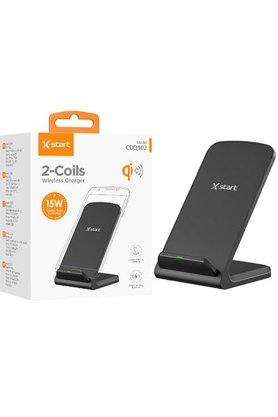 REDz Accessories Încărcător wireless 15W, X-Start CDQ102, suport de birou, cablu Type-C 1M, negru