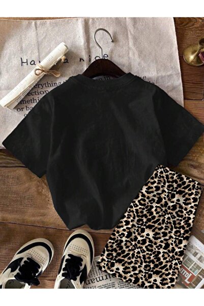 MOONBULL Kadın Leopar Kurdele Baskılı Leopar Şortlu Takım