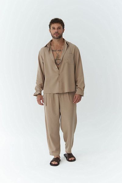 MAİ COLLECTİON Σετ παντελόνι Jonathan Ανδρικό πουκάμισο Dark Mink