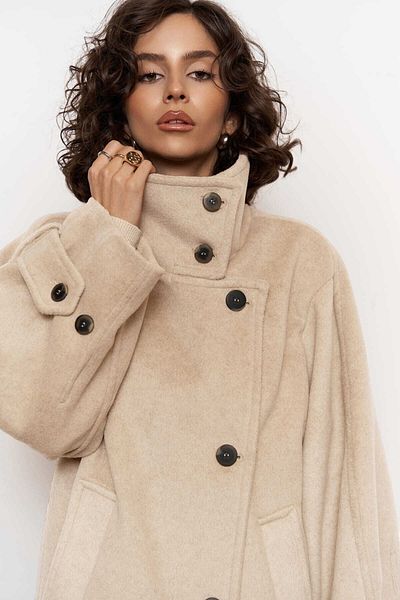 MAİ COLLECTİON Onyx Taupe Stamp Coat